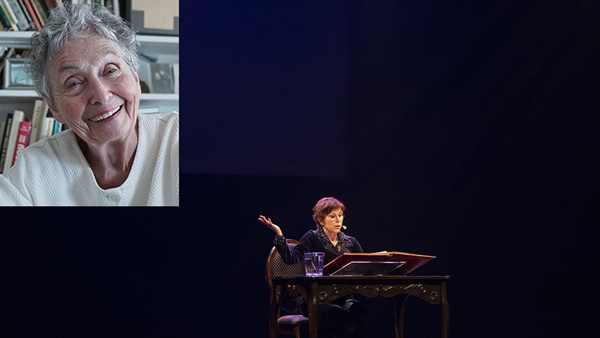 Portrait Kim Yaroshevskaya et comédienne sur scène