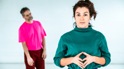 Visuel du spectacle : Alix Dufresne en avant plan et Daniel Parent en arrière plan