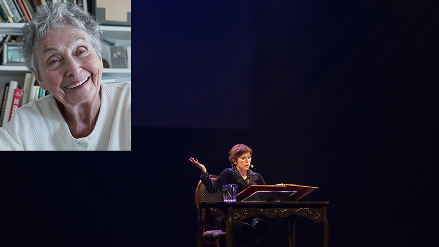 Portrait Kim Yaroshevskaya et comédienne sur scène